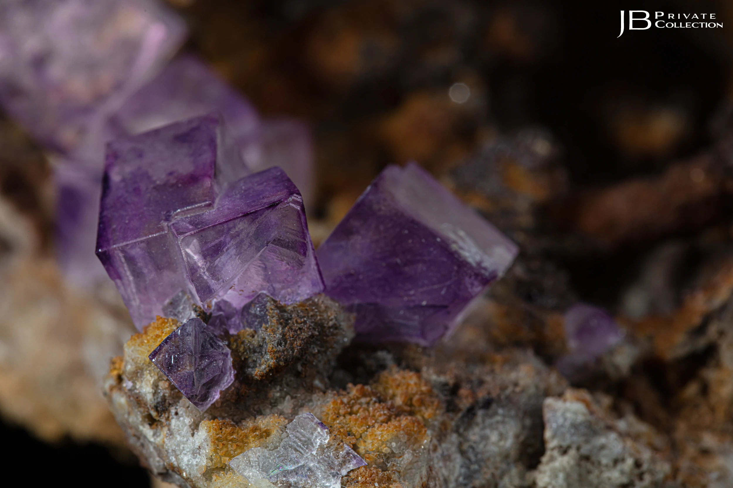 Close-up of purple fluorite crystals from the Ojuela Mine, Mexico – photographed by a visual communication agency in Connecticut
