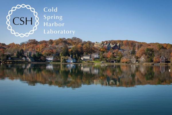 Panoramic view of Cold Spring Harbor Laboratory in fall, used as the featured image for the portrait series of its leading scientists.