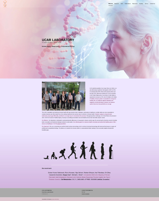 Homepage of the Ucar Lab website, scientific web design by Camarda Visual Studio