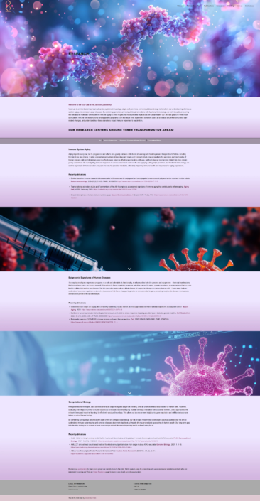 Research page of the Ucar Lab website, science web design by Camarda Visual Studio